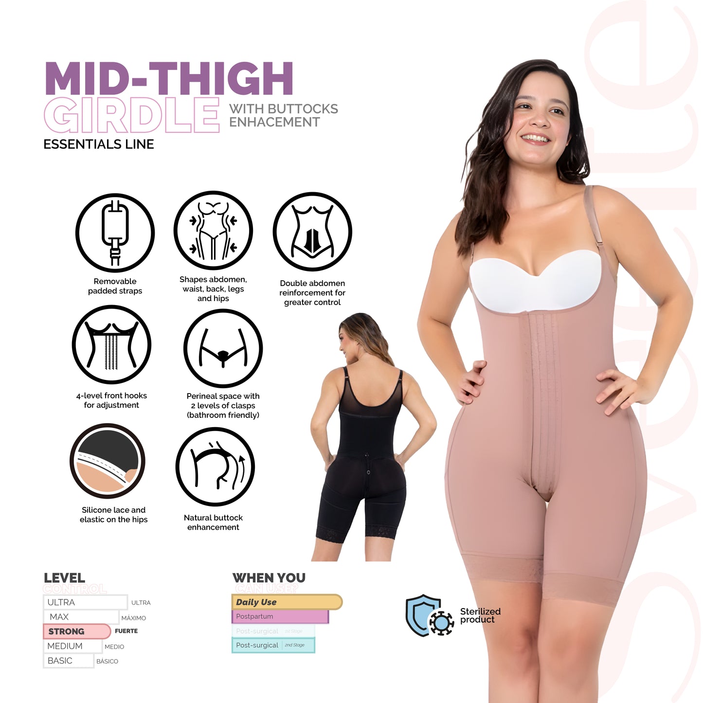 MID-THIGH GIRDLE WITH BUTTOCKS ENHACEMENT
