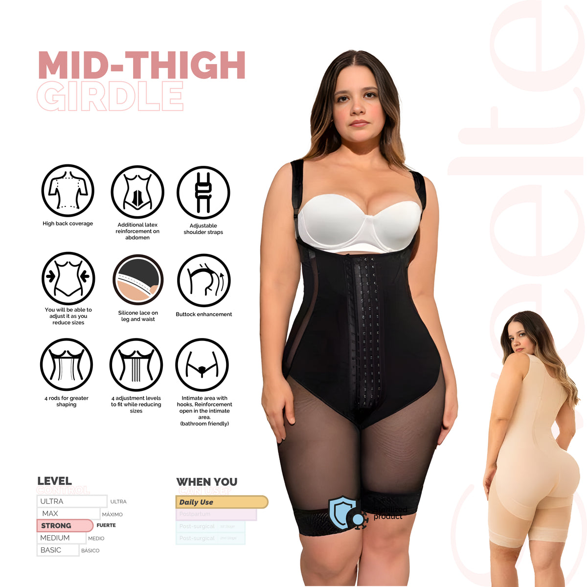 MID-THIGH GIRDLE WITH BUTTOCK ENHACEMENT